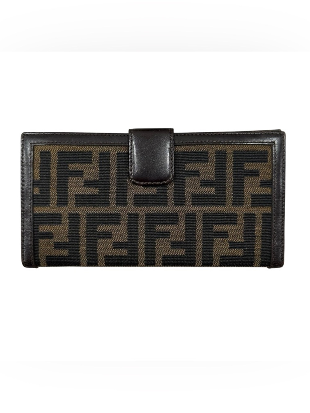 FENDI Zucca Tan & Black Canvas & Brown Leather Slim Long Bifold Wallet - Picture 2 of 14